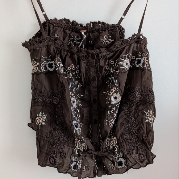 Free People Tattered Love Tank in Black - Picture 2 of 2